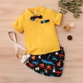 thumbnail image 3 of 18 Months Baby Boy Clothes 24 Months Toddler Boys Summer 2PCS Outfits Short Sleeve Polo Shirt Top Dinosaur Print Shorts Set Yellow, 3 of 7