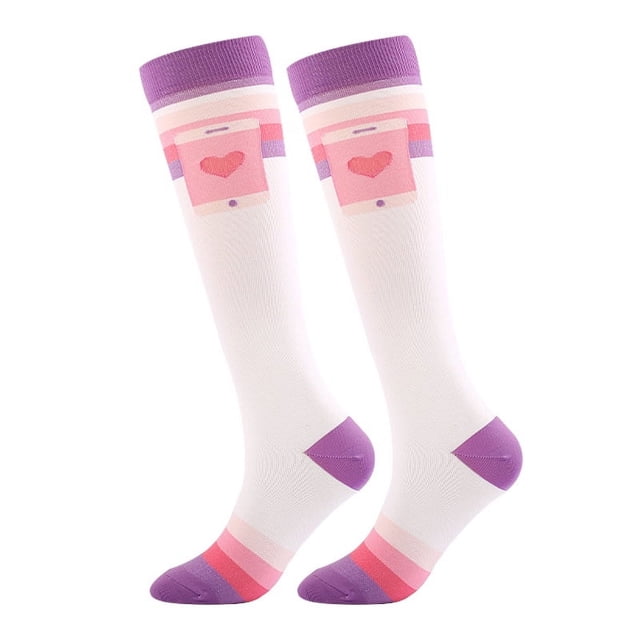 Nvzi 3 Pairs Compression Socks for Women & Men Circulation-Graduated Supports Socks for Running, Athletic Sports,S/M,Love on white background