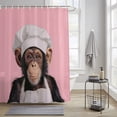 Chef Chimpanzee Shower Curtain for Bathroom, Animal Pink Background ...