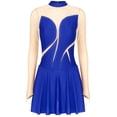 thumbnail image 3 of Haitryli Women Adult Mock Neck Figure Ice Skating Dress Long Sleeves Gymnastics Lyrical Dance Costume Royal Blue XL, 3 of 7
