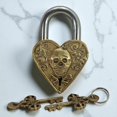 thumbnail image 3 of Peekdee Brass Pad lock Beautiful Handmade Skull Designed Door Lock Antique Finish Tala For Home Size-4.9 Inch, 3 of 4