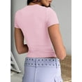 thumbnail image 2 of Women's Casual Basic Going Out Crop Tops Slim Fit Short Sleeve Crew Neck Tight T Shirts, 2 of 3