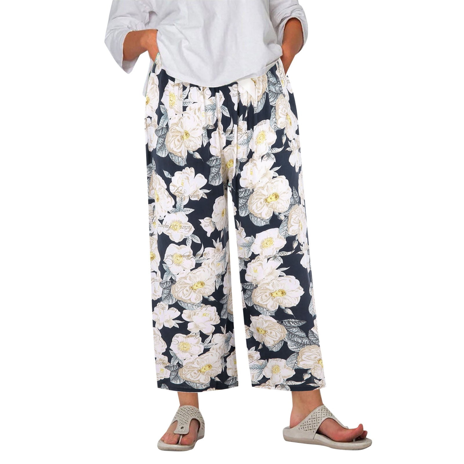 huaai women's pajama pants comfy printed wide leg lounge pants bow ...