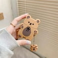thumbnail image 2 of Cute AirPod Pro Case,Kawaii 3D Cartoon Teddy Bear Soft Silicone Protective Cover with Keychain Carabiner Clip Shockproof Charging Case Compatiable with AirPods Pro for Girls Women, 2 of 14