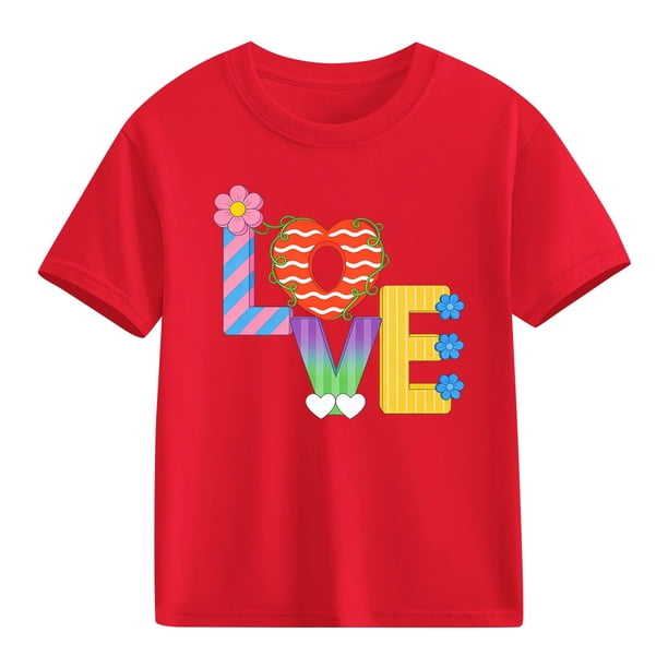 Blusas y camisas de manga corta con cuello redondo para niños y niñas, camisetas gráficas de manga corta, blusas con estampados bonitos para la temporada escolar.