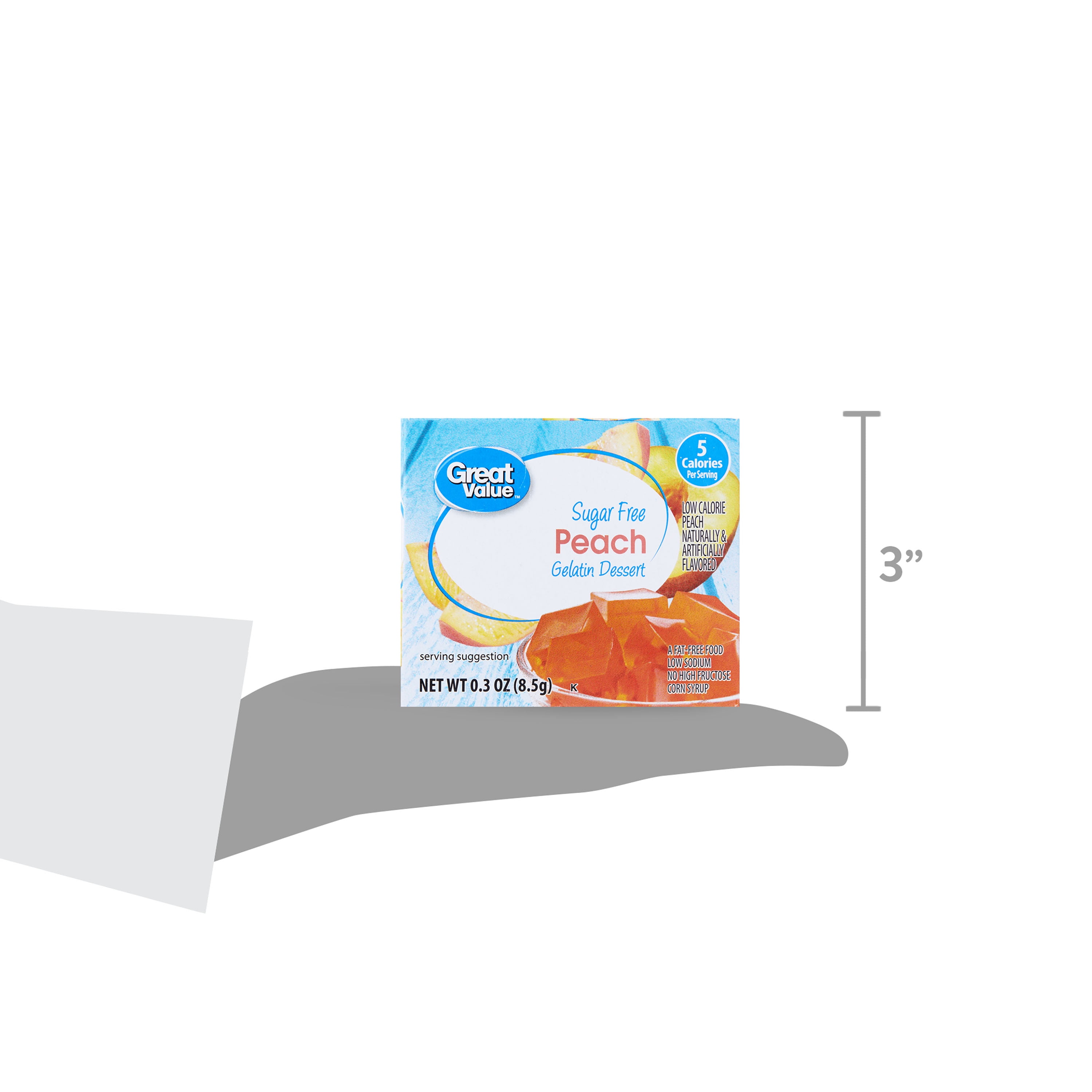 Great Value Sugar Free Peach Gelatin Dessert, 0.3 oz