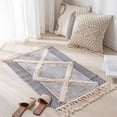 thumbnail image 2 of Handmade tassel floor mat, living room, bedroom, carpet, fabric, home, entrance, bathroom, bedside carpet（black）, 2 of 5