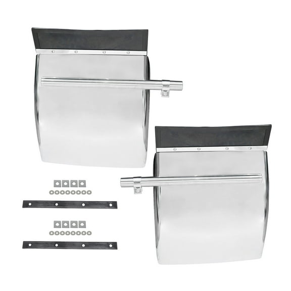 Pair Stainless Steel Quarter Fender Set for Semi Trucks 24" x 27" Tube Bracket