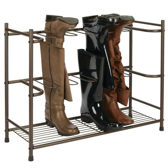 mDesign Metal Boot Storage and Organizer Rack, Holds 6 Pairs - Espresso Brown