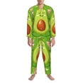 thumbnail image 3 of Honeii Avocado Keep Calm Pattern Mens Pajamas Set,2pcs Men's Lounge Long Sleeve Sleep Shirt and Pajama Bottoms Sleepwear Set,Mens Pjs Sets-Medium, 3 of 7
