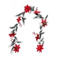 thumbnail image 2 of PYURTEP Christmas Garland, Artificial Poinsettia Garland with Red Berry Snow for Fireplace Mantel Door Indoor Outdoor Christmas Decor, 70.87 inch, 2 of 8