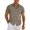 Khaki, variant on Mens Polo Short Sleeve Split Cuff Slub Linen Breathable Lightweight Summer Shirt for Men,Light Blue,S