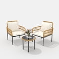 thumbnail image 1 of 3 - piece outdoor patio muebles set: wicker rattan sillas con glass mesa, bistro set con removable cushions, moderno rattan patio sillas para garden o balcony in blanca, 1 of 8