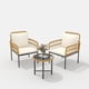 thumbnail image 1 of 3 - piece outdoor patio muebles set: wicker rattan sillas con glass mesa, bistro set con removable cushions, moderno rattan patio sillas para garden o balcony in blanca, 1 of 8