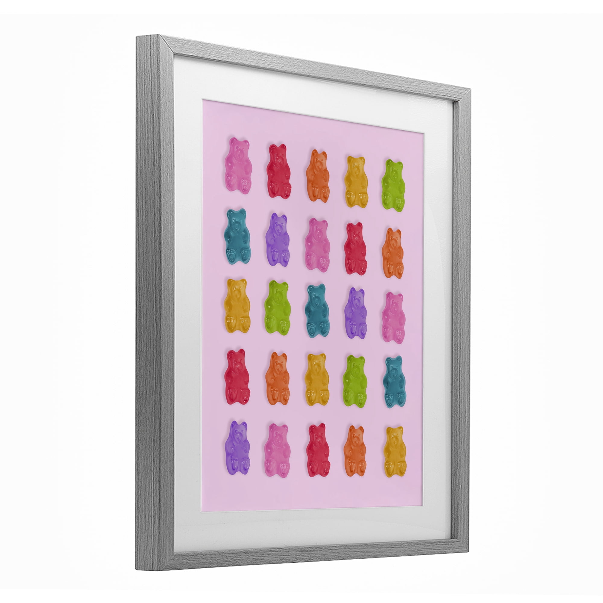Stupell Industries Pastel Gummies on Pink Gray Framed Print Under Glass, design by LISH Creative