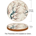 thumbnail image 3 of Tree Set of 6 Round Microfiber Leather Coasters, 11x11 cm/4.3x4.3 in Drink Coasters for Home and Office, Heat, Stylish Table Mats, 3 of 6