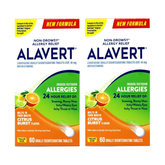 Alavert 24 Hour Orally Disintegrating Tablets Citrus Burst, 60 ea (Pack of 2)