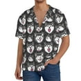 thumbnail image 3 of Honeii 's HUSKY Face for men's short-sleeved button-up collared shirt featuring a pocket, perfect for beach vacations, and travel adventures., 3 of 5
