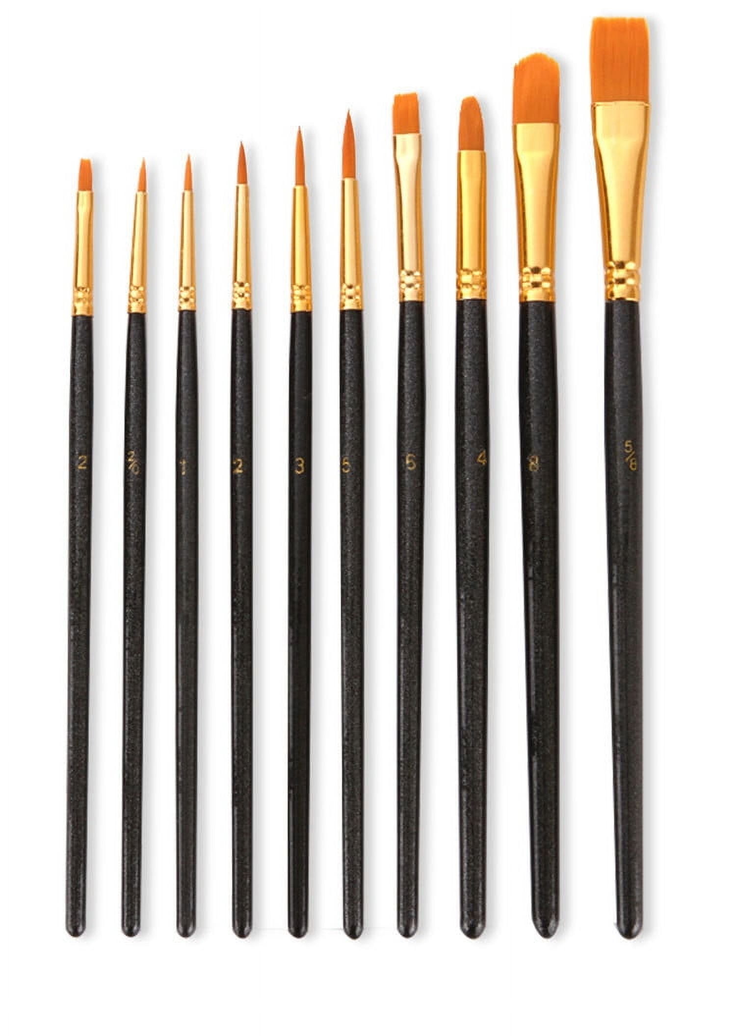 Acrylic Paint Brush Set 10 Pcs Nylon Hair Brushes for All Purpose Oil