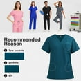 thumbnail image 3 of Womens Medical Nurse Uniform Nurse Scrubs Sets Lightweight Comfy Short Sleeve V-Neck Tunics with Elastic Drawstring Waist Pants, 3 of 10