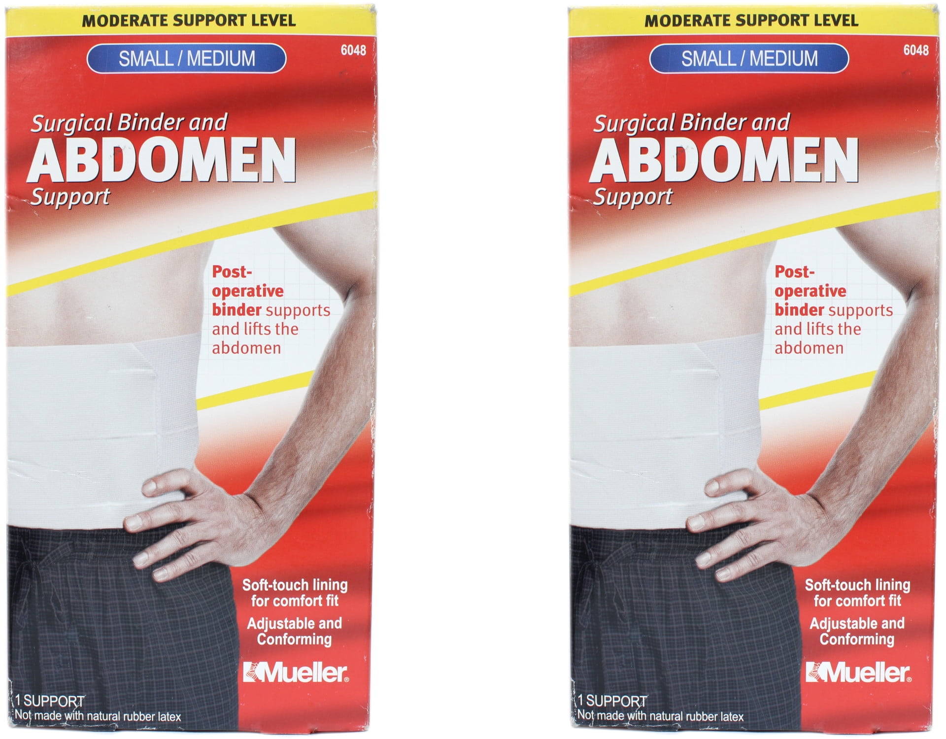 2 pack Mueller Sports Medicine Surgical Binder and Abdomen Support, White, S/M