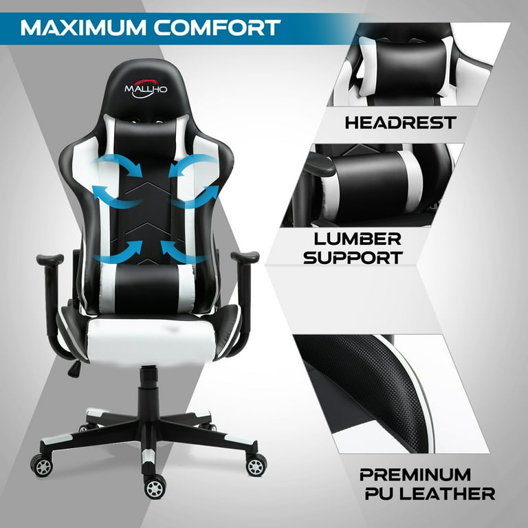 Polar Aurora Lumbar Support Swivel Gaming Chair, White