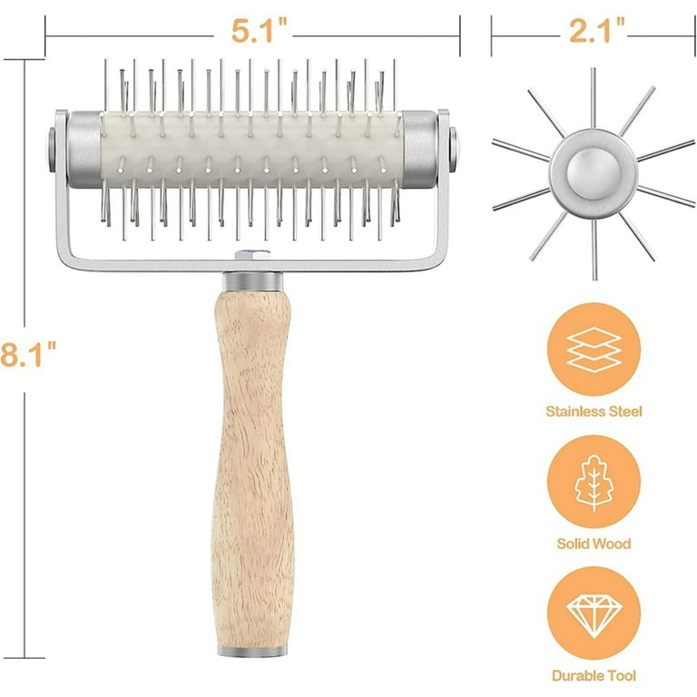 Ptsygantl Pizza Docking Tool, Pastry Roller with Stainless Steel Spikes,  Prevent Dough from Blistering Kitchen Pizza Making Accessories