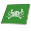3dRose Crab print on green. Beach sea creature. Cancer star sign horoscope - Ceramic Tile, 4-inch