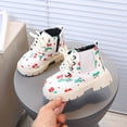thumbnail image 2 of Floleo Girls Cherry Print Ankle Boots Lace Up Side Zipper Textured Sole Winter Shoes for School Outdoor Play and Casual Daily Wear, 2 of 8