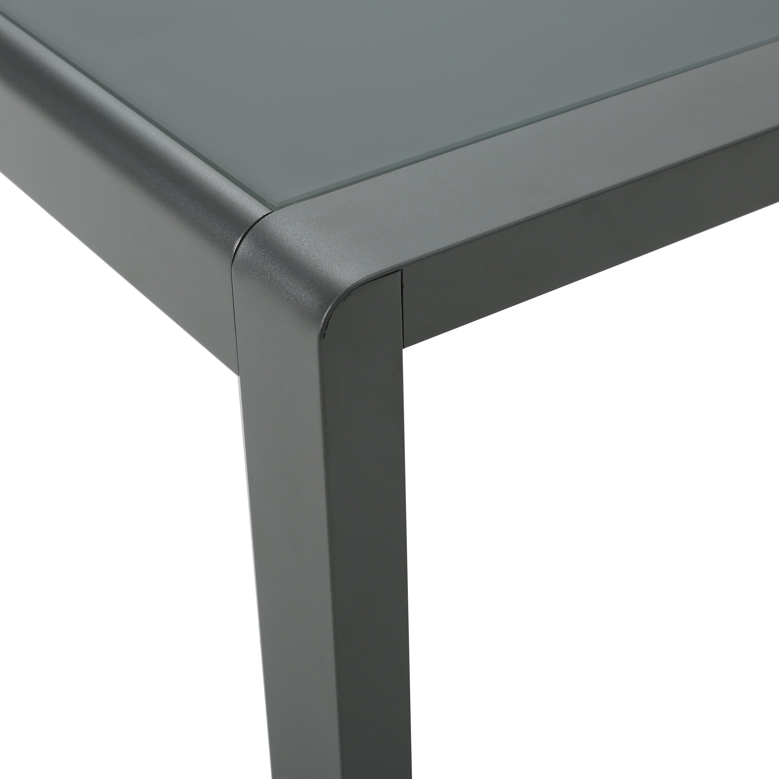 Miller Outdoor Aluminum Coffee Table with Tempered Glass Table Top, Grey