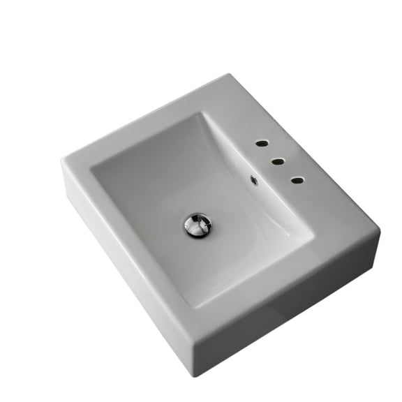 Nameeks 8025/B-Three Hole Scarabeo 20-1/8" Ceramic Wall Mounted / Vessel Bathroom Sink -