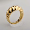 thumbnail image 2 of 14K Gold Plated Croissant Dome Ring | Twisted Braided Gold Plated Ring | Chunky Signet Ring for Women, 2 of 5