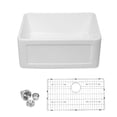 thumbnail image 4 of Logmey 24inch White Ceramic Kitchen Sink Apron Front Single Bowl with Grid and Strainer, 4 of 8