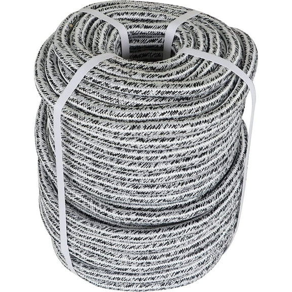 netuera 5/8 in x 200FT Arborist Bull Rope, 24 Strand Tree Rope, High Strength Polyester Rope for Garden, Boat, Swing (Black and White)