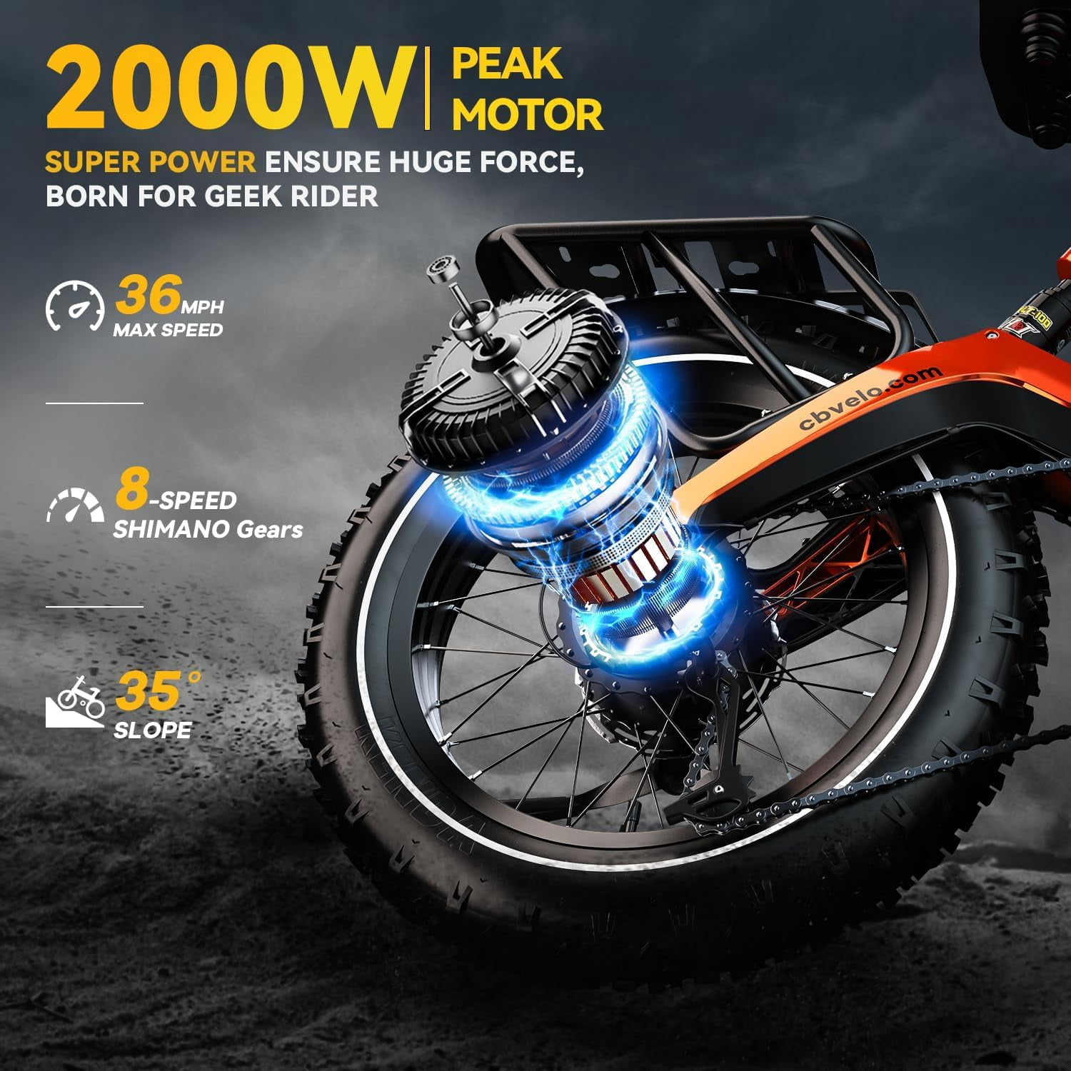 Folding Electric Bike, 20" Fat Tires Ebike for Adults, 1500W 8-Speed E-Mountain Bike, 48V 20Ah