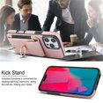 thumbnail image 5 of For IPhone 16 Pro Max Phone Case Wallet With Elastic Concealed Buckle Flip Card Holder,PU Leather Metal Ring Buckle Holder Kickstand  Women Men Magnetic Cover,Rose gold,For iPhone 16 Pro Max, 5 of 8