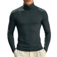 thumbnail image 6 of TOUMENY Men High Neck Top Long Sleeve Slim Fit Solid Casual Sweater Pullover Cotton Fashion Breathable Quick Dry Winter Sweater Dark Gray M, 6 of 6