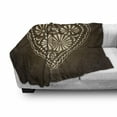 thumbnail image 3 of Chocolate Soft Flannel Fleece Throw Blanket, Romantic Heart Pattern with Dots and Flowers Valentines Day Art Illustration, Cozy Plush for Indoor and Outdoor Use, 50" x 70", Brown Beige, by Ambesonne, 3 of 6