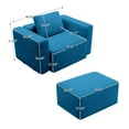 thumbnail image 5 of JUSTLET Modern Single Sofa with Ottoman, Plush Corduroy Accent Chair, Modular Living Room Furniture Set, Blue, 5 of 6