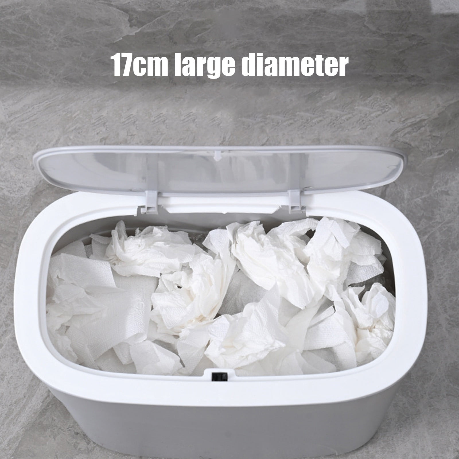 Press Top Flip Lid Trash Can, Space-Saving Plastic Storage Bin for Kitchen, Bathroom, Dining Room, and Narrow Spaces, Convenient Clamp Style Garbage Bin