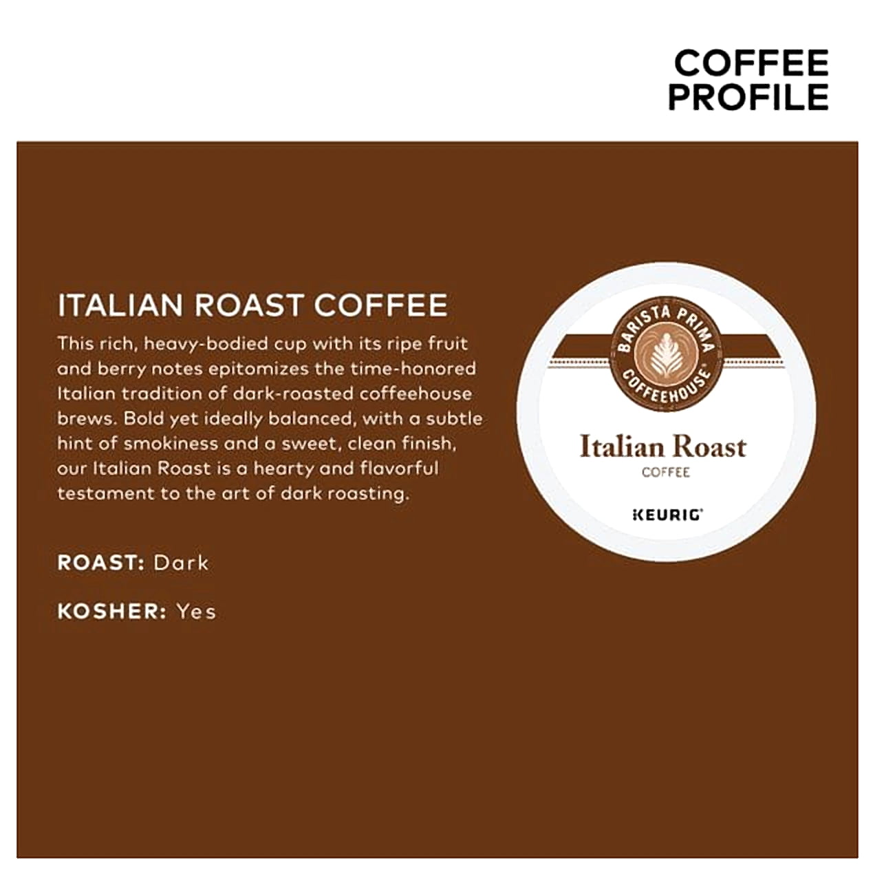 Includes Barista Prima Italian Roast Coffee K-Cups for Keurig Brewers, 24 Count (Pack of 2) - Total of 48 K-Cups (Packaging May Vary)