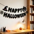thumbnail image 5 of Halloween Banner 8.2 Ft HAPPY HALLOWEEN, Black Dripping Letters with Pumpkin String Flags, Spooky Party Garland for Haunted House, Trick-or-Treat, School, Office, and Indoor Outdoor Decor, 5 of 8
