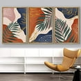 thumbnail image 3 of IDEA4WALL Framed Wall Art Print Set Tropical Geometric Jungle Palm Leaves Nature Illustrations Modern Decorative Chic for Living Room, Bedroom, Office - 24"x36"x3 Natural, 3 of 5