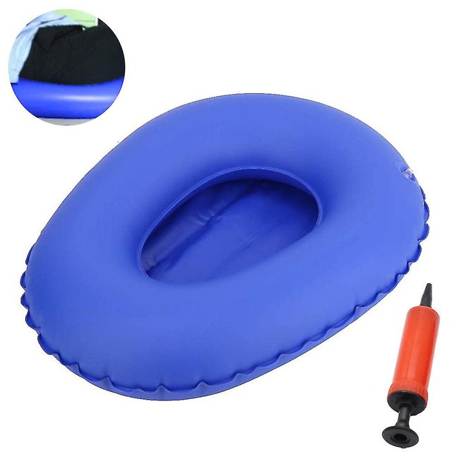 Inflador de aire portátil lavable, cacerola de cama azul, taburete inflable para ancianos postrado en cama, inodoro para úlceras por decúbito// kaili Sencillez