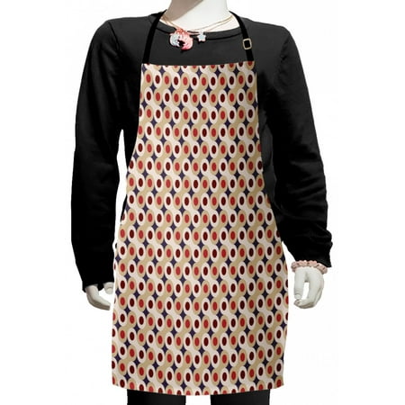 

Geometric Kids Apron Abstract Disc Shaped Circle Motif Round Retro Wrench Art Deco Inspired Mosaic Boys Girls Apron Bib with Adjustable Ties for Cooking Baking Painting Multicolor by Ambesonne