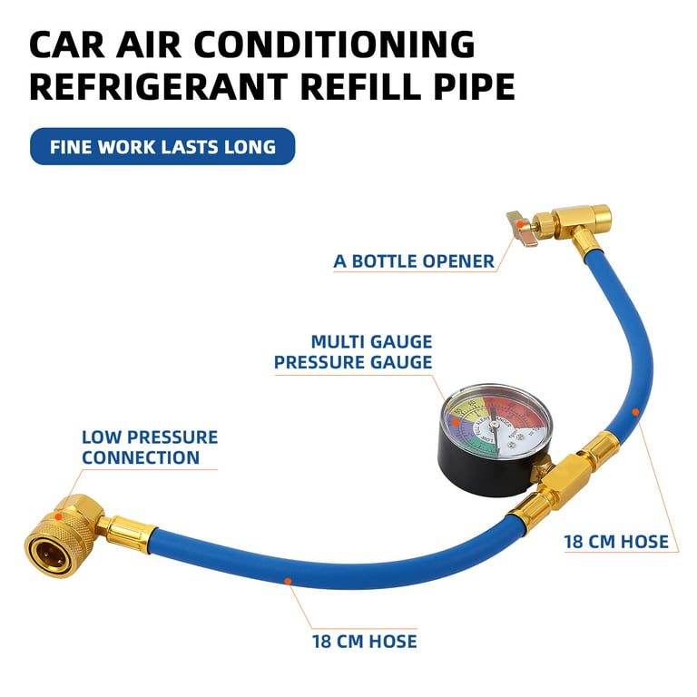 1pc Refrigerant Recharge Pipe Air Conditioning Refrigerant Charging Hose with Gauge for Car (r134a), Multicolor