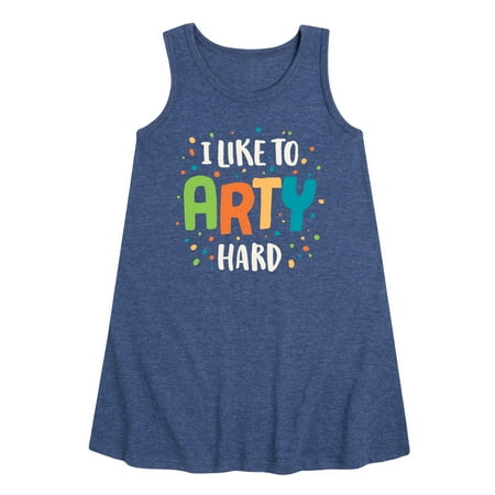 

Instant Message - I Like To Arty Hard - Toddler & Youth Girls A-line Dress
