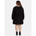 thumbnail image 4 of Time and Tru Women's Tiered Corduroy Dress with Long Sleeves, Sizes XS-XXXL, 4 of 4