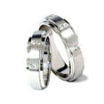 thumbnail image 2 of Bague de Mariage en Diamant Brossé pour Lui et Elle, Ensemble en Or Blanc, 2 of 2