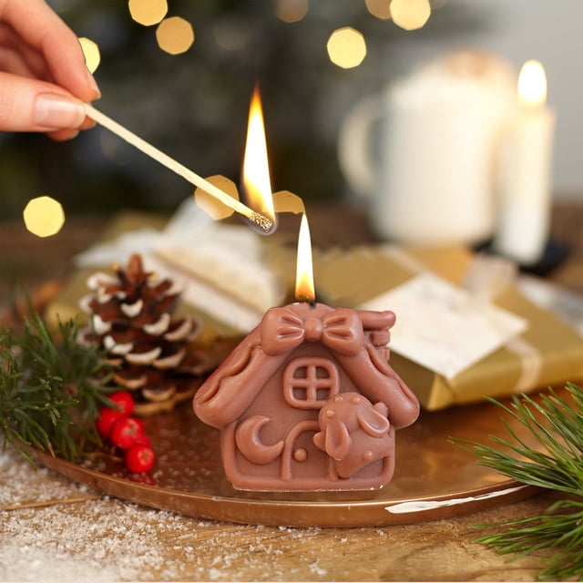 Decoraciones navideñas, adornos navideños, regalos navideños, velas perfumadas con forma de cabaña cálida navideña, regalo navideño, velas de cera para casa pequeña.